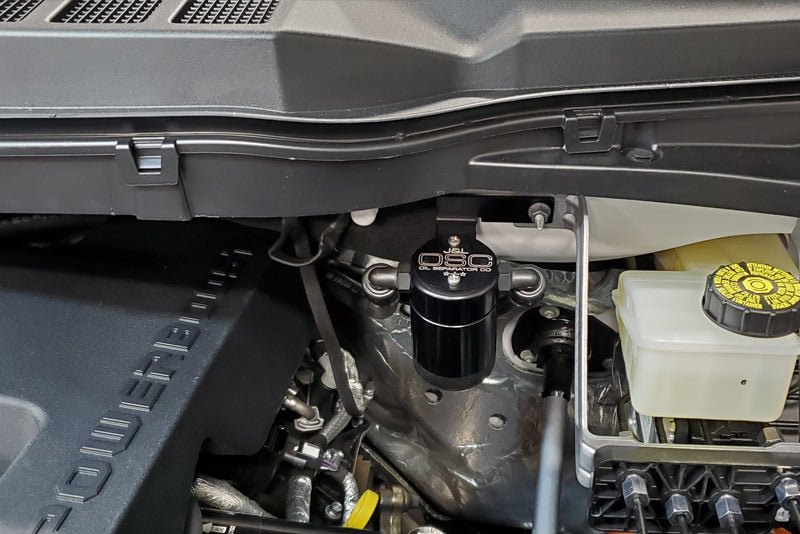 J&L 2021-2024 Ford F-150 3.5L Passenger Side Oil Separator 3.0 - Black Anodized