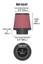 Load image into Gallery viewer, K&N Filter Universal Rubber Filter 5in Flange 6.5in Base 4.5in Top 5.5in Height
