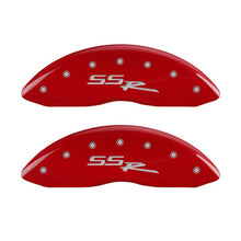 Load image into Gallery viewer, MGP 4 Caliper Covers Engraved Front & Rear SSR Red finish silver ch