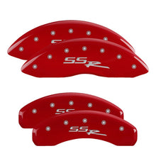 Load image into Gallery viewer, MGP 4 Caliper Covers Engraved Front & Rear SSR Red finish silver ch