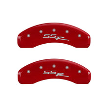 Load image into Gallery viewer, MGP 4 Caliper Covers Engraved Front & Rear SSR Red finish silver ch