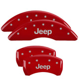 MGP 4 Caliper Covers Engraved Front & Rear JEEP Red finish silver ch