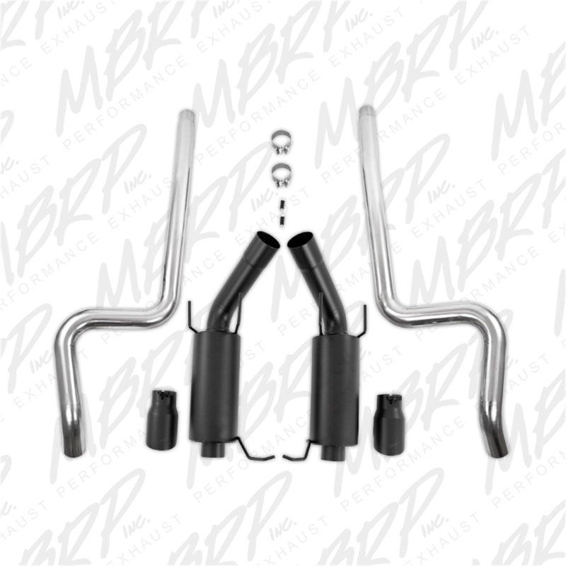 MBRP 11-14 Ford Mustang GT 5.0L 3in Cat Back Dual Split Rear Street Version 4in Tips - Black