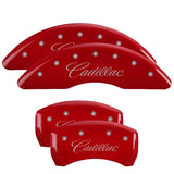 MGP 4 Caliper Covers Engraved Front & Rear Cursive/Cadillac Red Finish Silver Char 2016 Cadillac CT6