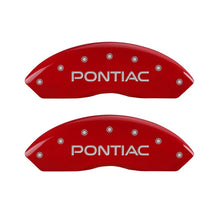 Load image into Gallery viewer, MGP 4 Caliper Covers Engraved Front Pontiac Engraved Rear GXP Red finish silver ch