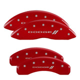 MGP 4 Caliper Covers Engraved Front & Rear 11-18 Dodge Durango Red Finish Silver Dodge II Logo