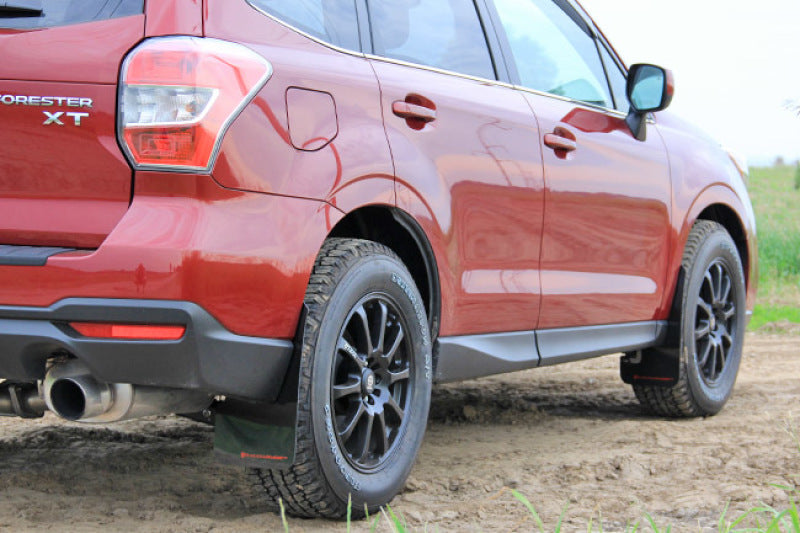 Rally Armor 14-18 Subaru Forester Black Mud Flap w/ Red Logo