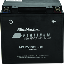 BikeMaster AGM Battery - MS12-19CL-BS
