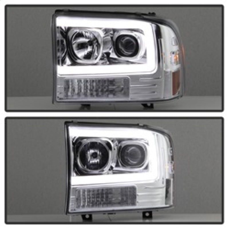 Spyder 99-04 Ford F-250 Super Duty Light Bar Projector Headlights - Chrome (PRO-YD-FF25099V2-LB-C)