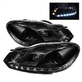 Spyder Volkswagen Golf/GTI 10-13 Projector Headlights Halogen Model- DRL Blk PRO-YD-VG10-DRL-BK