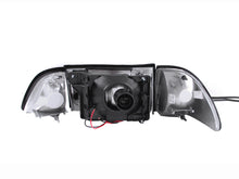 Load image into Gallery viewer, ANZO 1987-1993 Ford Mustang Crystal Headlights Black w/ Corner Lights 3pc