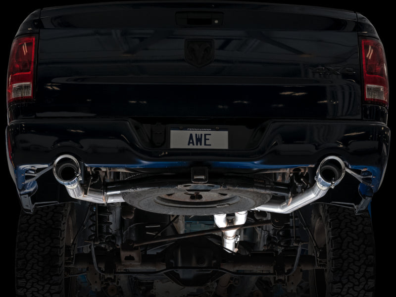 AWE Tuning 09-18 RAM 1500 5.7L (w/Cutouts) 0FG Dual Rear Exit Cat-Back Exhaust - Chrome Silver Tips