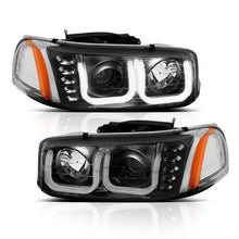 Load image into Gallery viewer, ANZO 1999-2006 Gmc Sierra 1500 Projector Headlights w/ U-Bar Black