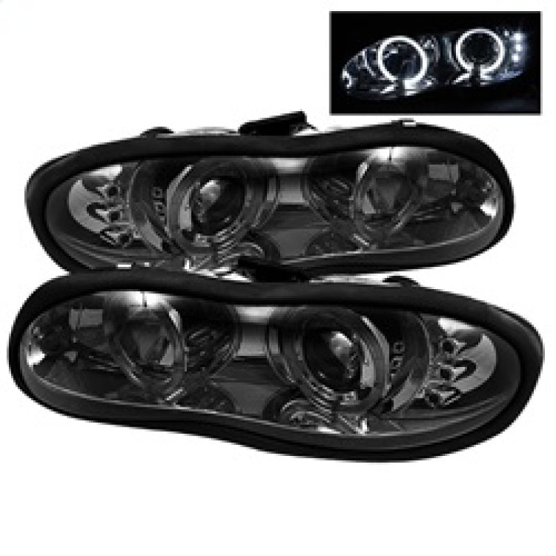 Spyder Chevy Camaro 98-02 Projector Headlights LED Halo LED Smke - Low H1 PRO-YD-CCAM98-HL-SM