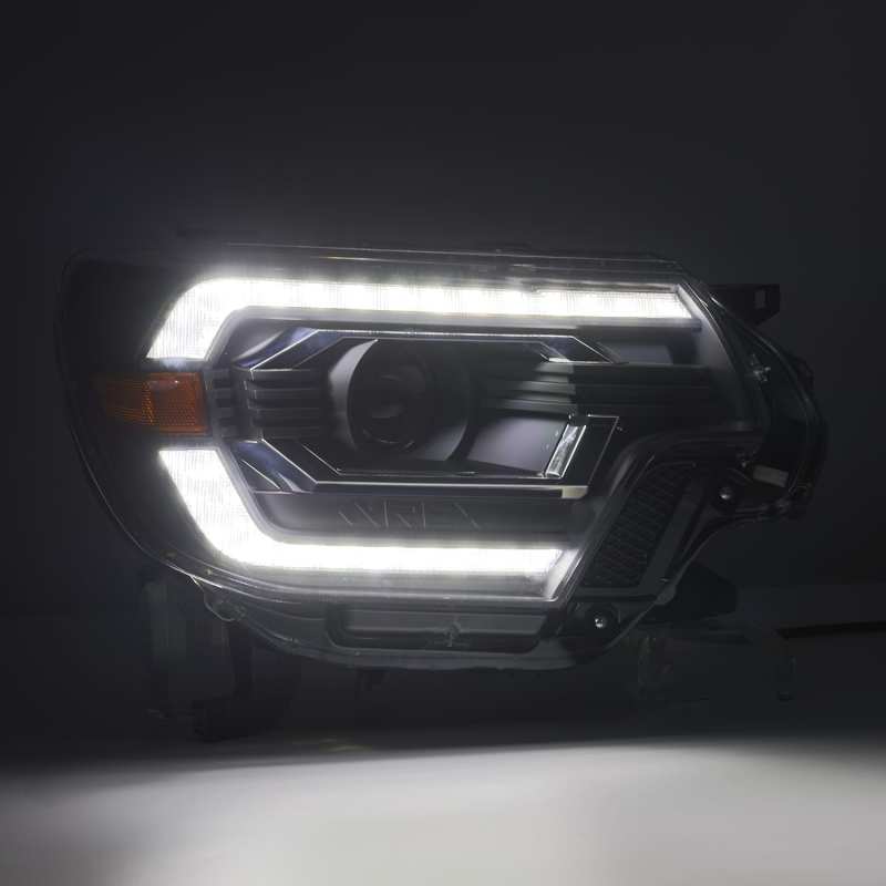 AlphaRex 12-15 Toyota Tacoma LUXX LED Projector Headlights Plank Style Black w/DRL