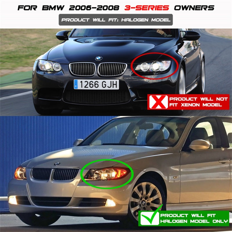 Spyder BMW E90 3-Series 06-08 (4 dr) Proj LED Halo Amber Reflctr Rplc Bulb Smke PRO-YD-BMWE9005-AM-S