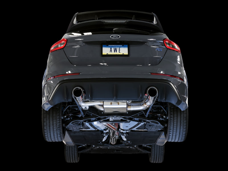 AWE Tuning Ford Focus RS SwitchPath Cat-back Exhaust - Chrome Silver Tips