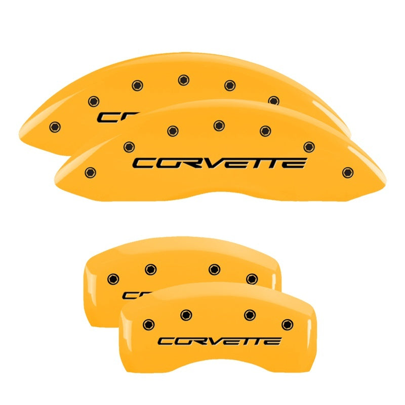 MGP 4 Caliper Covers Engraved Front & Rear C6/Corvette Yellow finish black ch