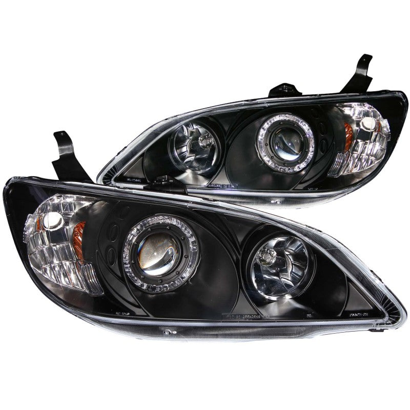 ANZO 2004-2005 Honda Civic Projector Headlights w/ Halo Black