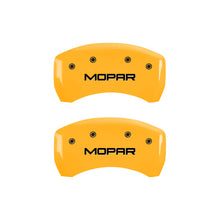 Load image into Gallery viewer, MGP 4 Caliper Covers Engraved Front &amp; Rear MOPAR Yellow finish black ch