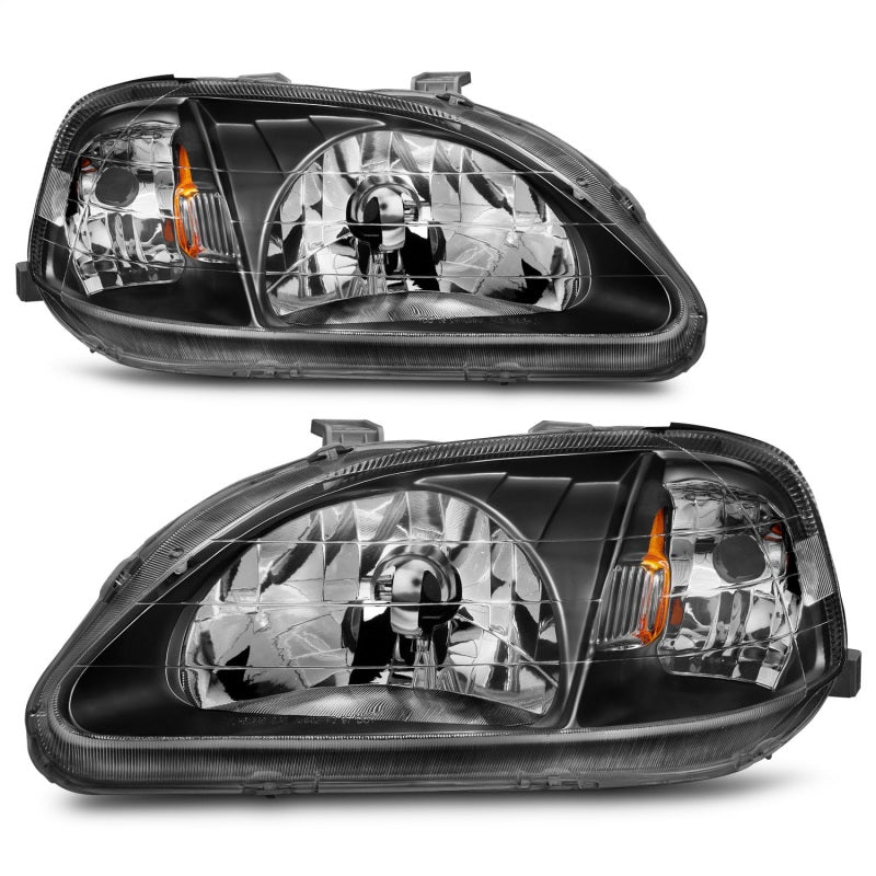 ANZO 1999-2000 Honda Civic Crystal Headlights Black