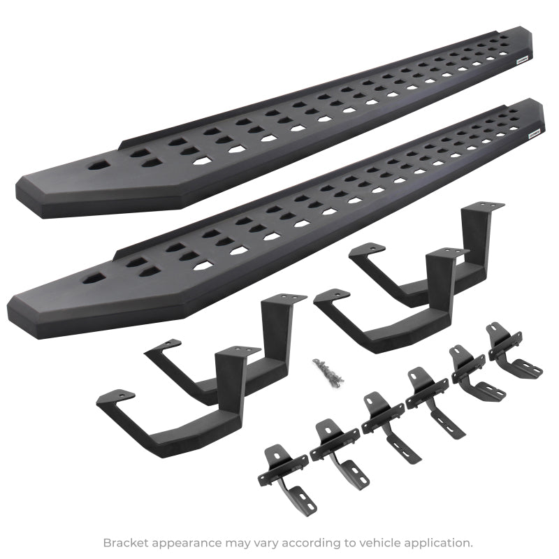 Go Rhino 2022 Toyota Tundra DC 4dr Kit w/RB20 Running Board + Brkts + 4 RB20 Drop Steps - Tex. Blk