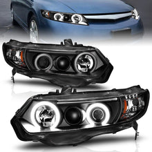 Load image into Gallery viewer, ANZO 2006-2011 Honda Civic Projector Headlights w/ Halo Black (CCFL)