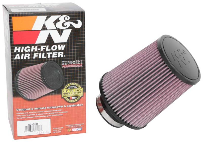 K&N Universal Clamp-On Air Filter 3-1/8in FLG / 6in B / 5in T / 7in H