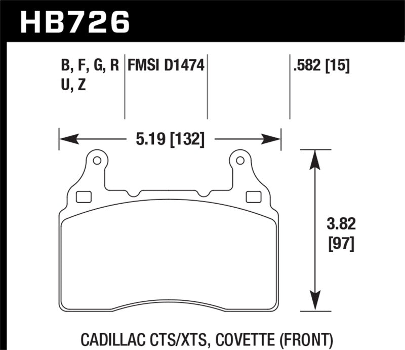 Hawk 2014 Chevrolet Corvette PC Front Brake Pads