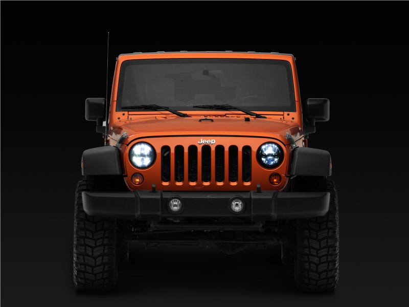 Raxiom 97-18 Jeep Wrangler TJ/JK Axial Series LED Headlights- Black Housing (Clear Lens)