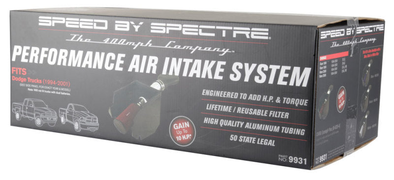 Spectre 94-01 Dodge RAM 1500/2500 V8-5.2/5.9L F/I Air Intake Kit - Polished w/Red Filter