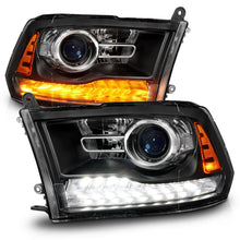 Load image into Gallery viewer, ANZO 09-18 Dodge Ram 1500/2500/3500 LED Plank Style Headlights Switchback + Sequential - Matte Black