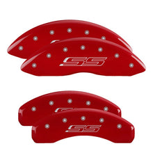 Load image into Gallery viewer, MGP 4 Caliper Covers Engraved Front &amp; Rear Gen 5/SS Red finish silver ch