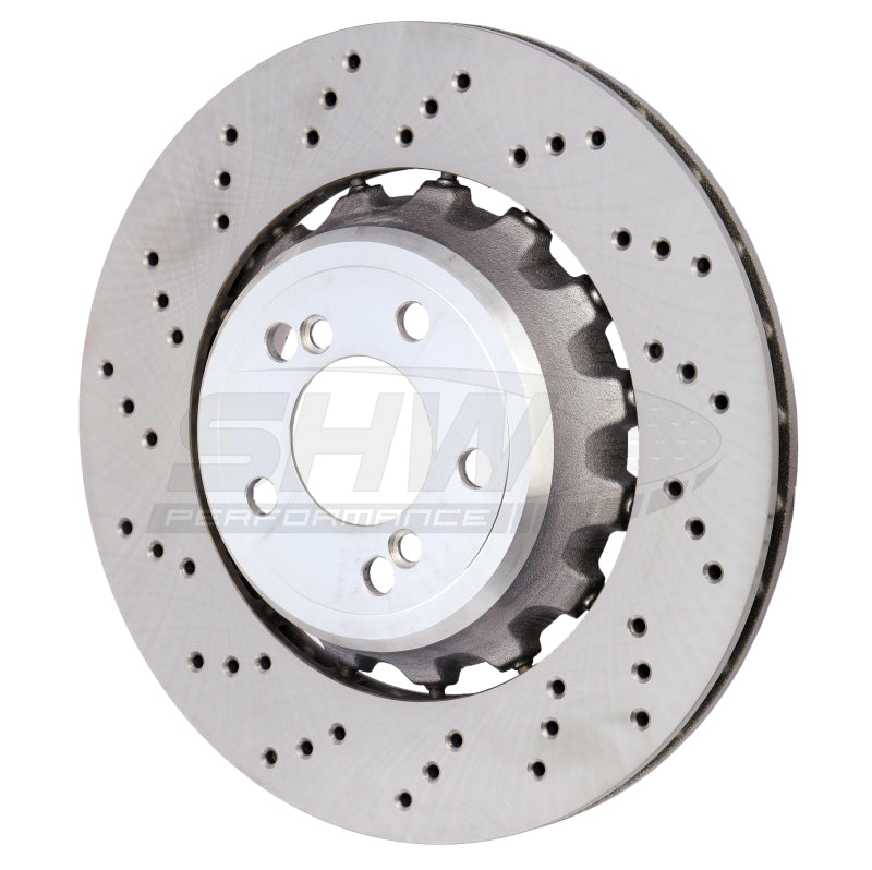 SHW 15-18 BMW M3 3.0L Left Rear Cross-Drilled Lightweight Brake Rotor (34212284811)