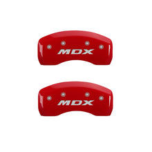 Load image into Gallery viewer, MGP 4 Caliper Covers Engraved Front Acura Engraved Rear MDX Red finish silver ch