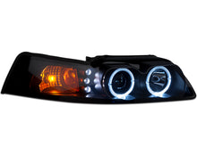 Load image into Gallery viewer, Raxiom 99-04 Ford Mustang Dual LED Halo Projector Headlights- Black Housing (Smoked Lens)